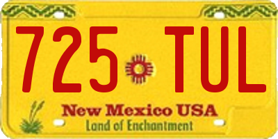 NM license plate 725TUL