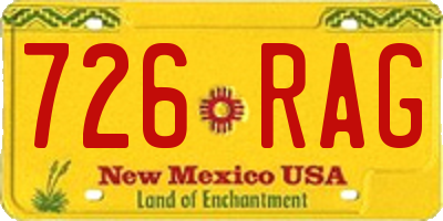 NM license plate 726RAG