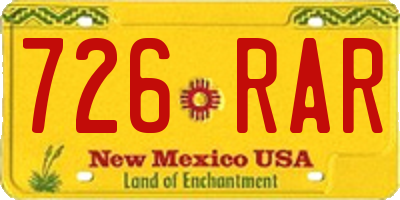 NM license plate 726RAR