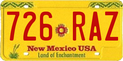 NM license plate 726RAZ