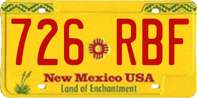 NM license plate 726RBF