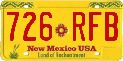 NM license plate 726RFB