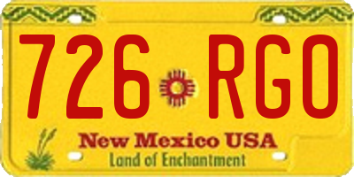 NM license plate 726RGO