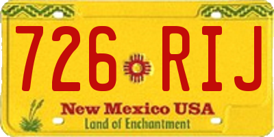 NM license plate 726RIJ