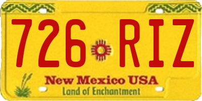 NM license plate 726RIZ
