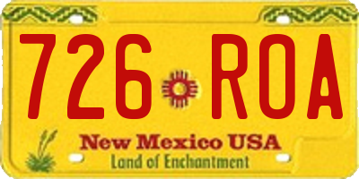 NM license plate 726ROA