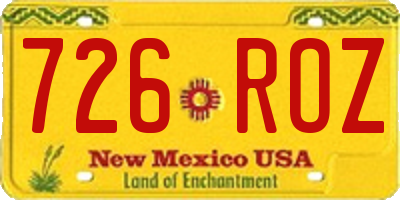 NM license plate 726ROZ
