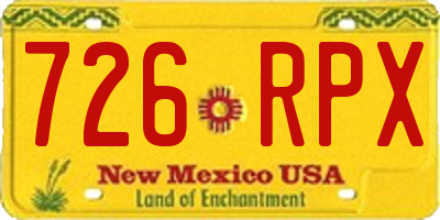 NM license plate 726RPX