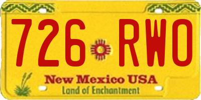 NM license plate 726RWO