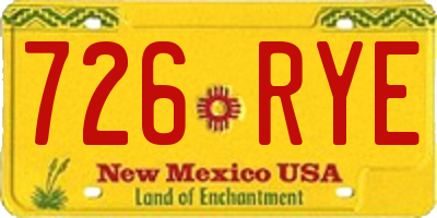 NM license plate 726RYE