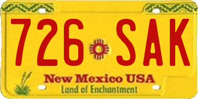 NM license plate 726SAK
