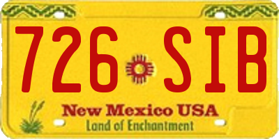 NM license plate 726SIB