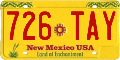 NM license plate 726TAY