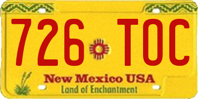 NM license plate 726TOC