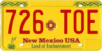 NM license plate 726TOE
