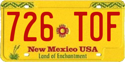 NM license plate 726TOF