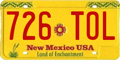 NM license plate 726TOL