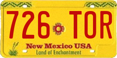 NM license plate 726TOR