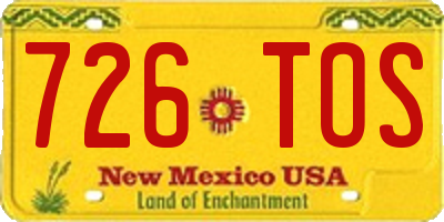 NM license plate 726TOS