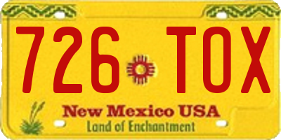 NM license plate 726TOX