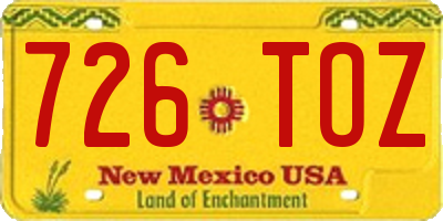 NM license plate 726TOZ