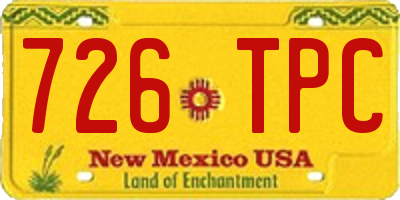 NM license plate 726TPC