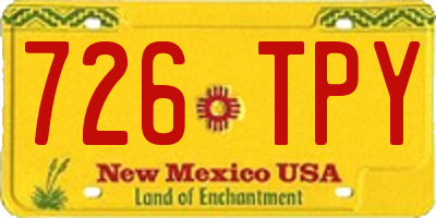 NM license plate 726TPY