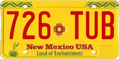 NM license plate 726TUB