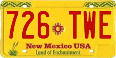 NM license plate 726TWE
