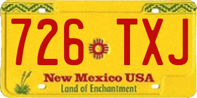 NM license plate 726TXJ