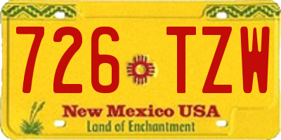 NM license plate 726TZW