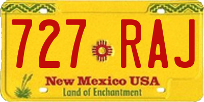 NM license plate 727RAJ