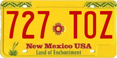 NM license plate 727TOZ