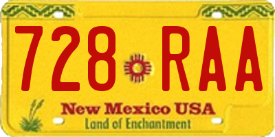 NM license plate 728RAA