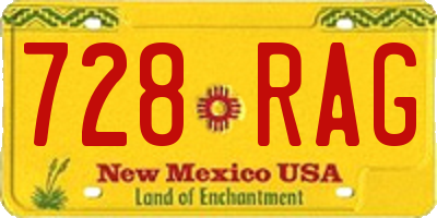 NM license plate 728RAG