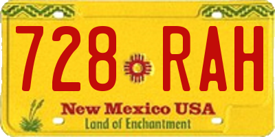 NM license plate 728RAH