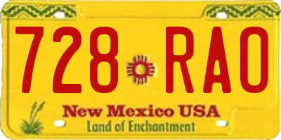 NM license plate 728RAO