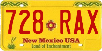 NM license plate 728RAX