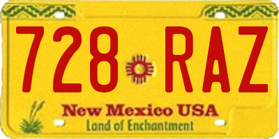 NM license plate 728RAZ