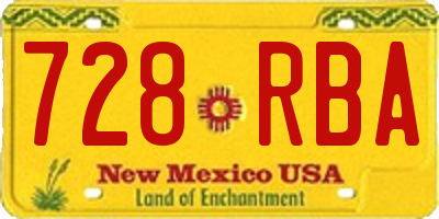 NM license plate 728RBA