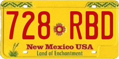NM license plate 728RBD