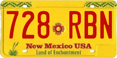 NM license plate 728RBN