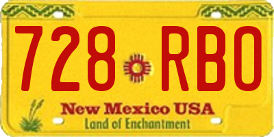 NM license plate 728RBO