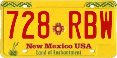NM license plate 728RBW
