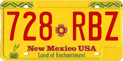 NM license plate 728RBZ