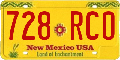 NM license plate 728RCO