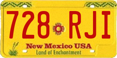 NM license plate 728RJI