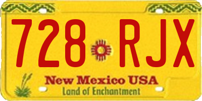 NM license plate 728RJX