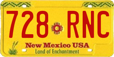 NM license plate 728RNC