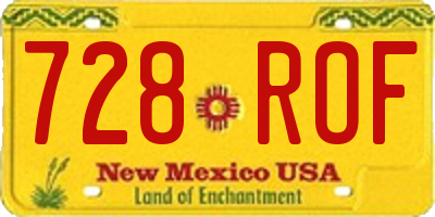 NM license plate 728ROF
